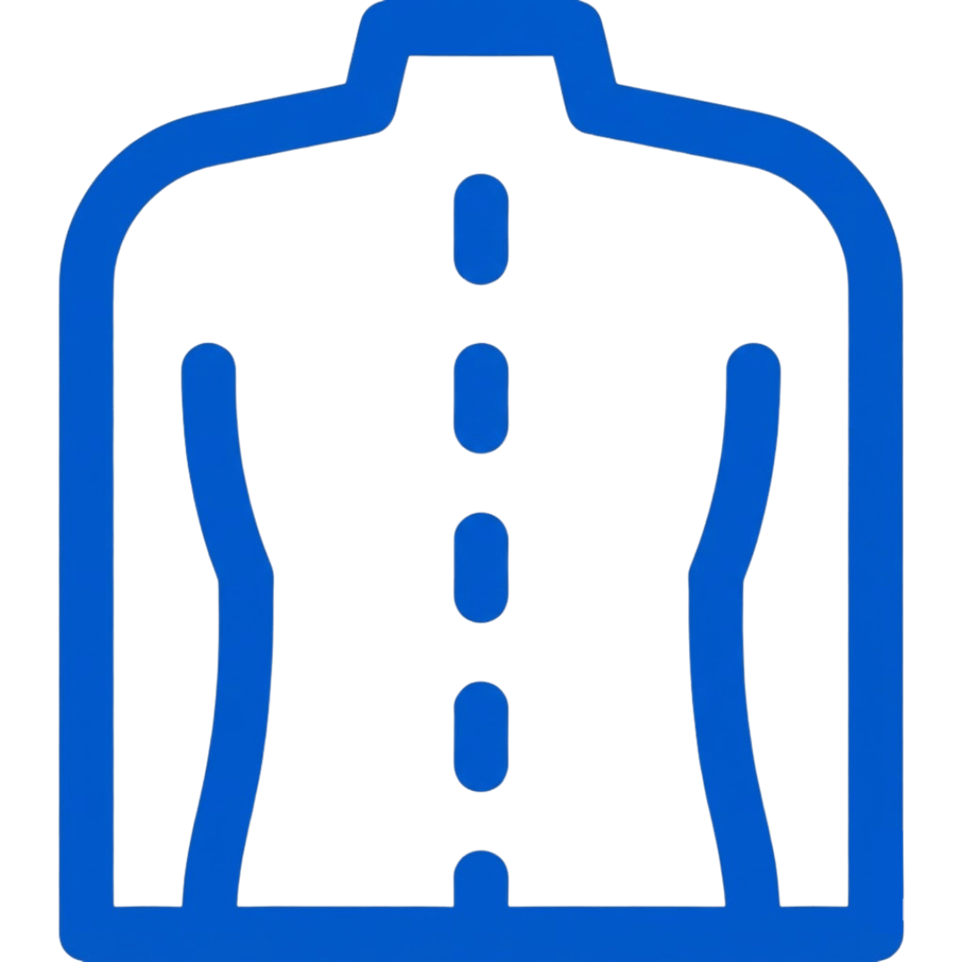 Illustrazione della colonna vertebrale allineata per correzione postura scorretta.